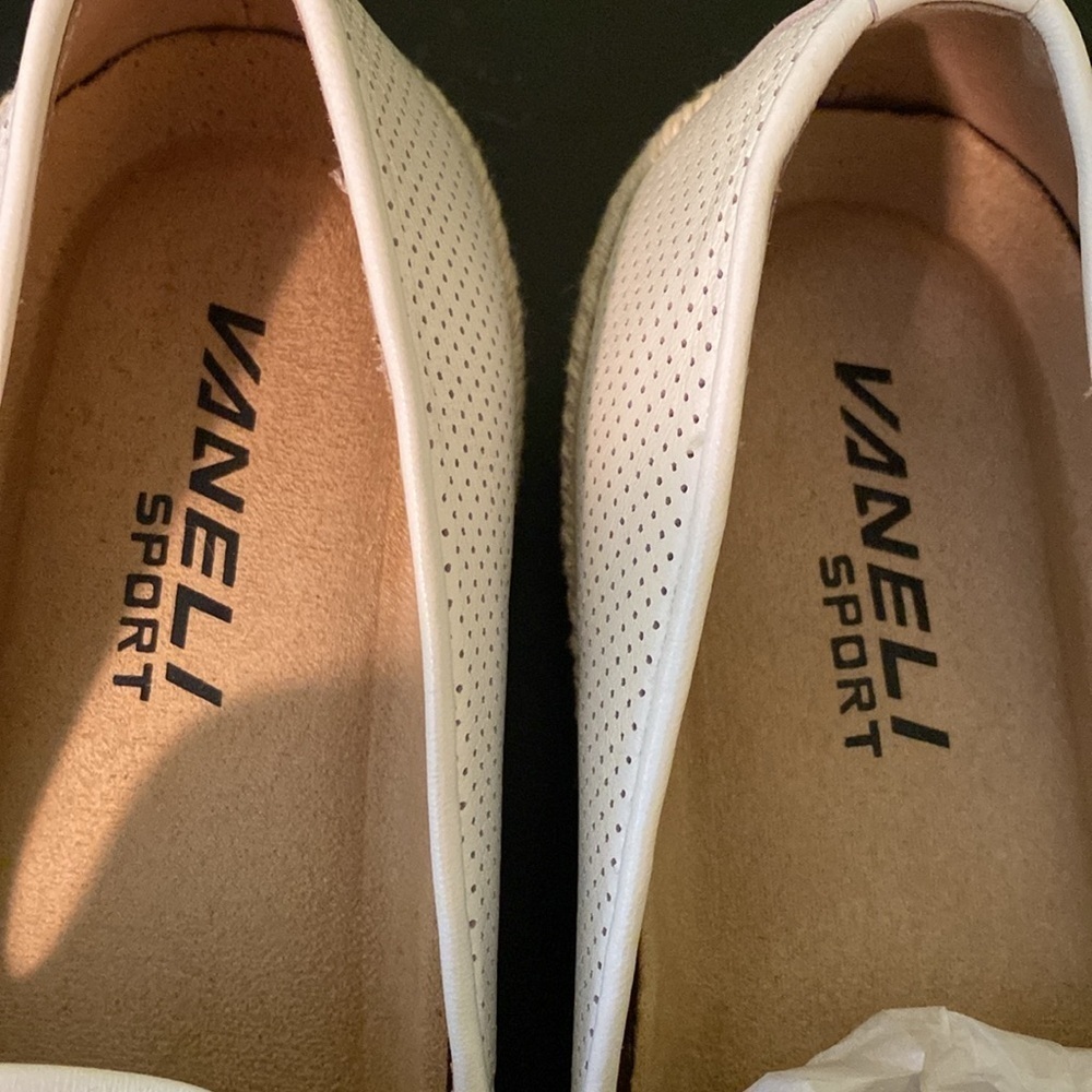 Vaneli Sport Qalila White Perforated Leather Silver Toe Cap Slip On Sneakers 6M - Picture 7 of 10